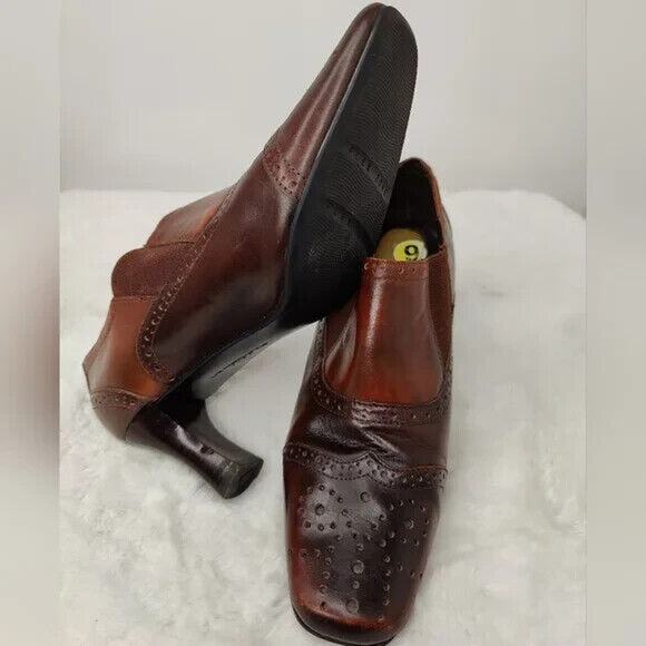 Vintage Brown square toe ankle booties sz 9 - Picture 5 of 6